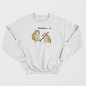 Go To Horny Jail Meme Funny Dog Bonk Humor Graphic Unisex Sweatshirt